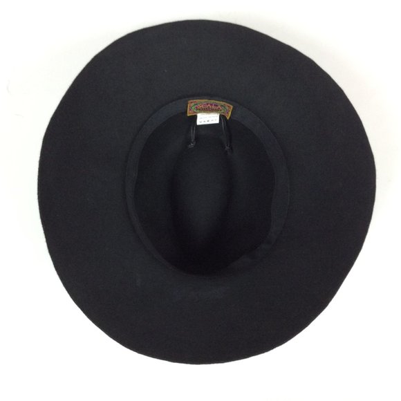 Scala Collezione Wide Brim Hat Fedora Soft Wool Black Boho Chic OS Adjustable - Picture 6 of 10